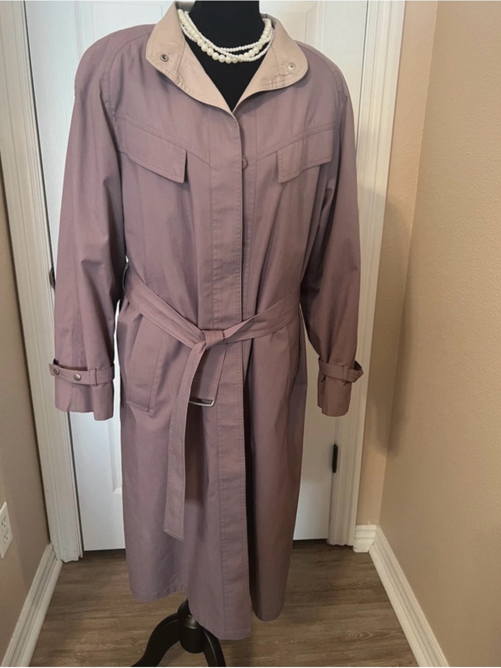 London Fog Mauve Trench Coat with Self Tie